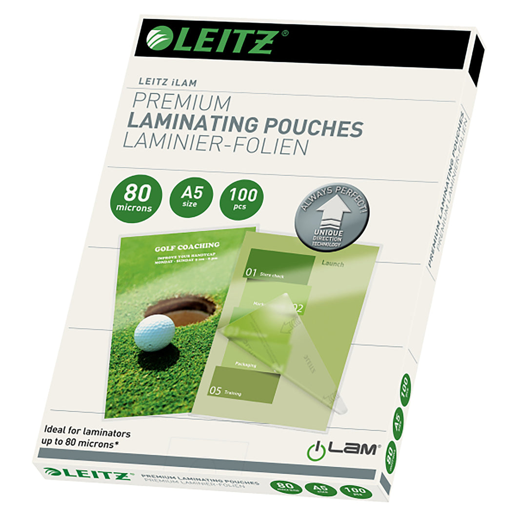 LEITZ LAMINATING POUCH A5 80 MICRON PK100