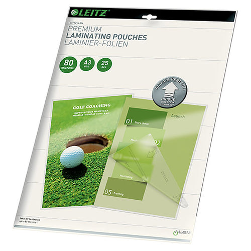 LEITZ LAMINATING POUCH A3 80 MICRON PK25